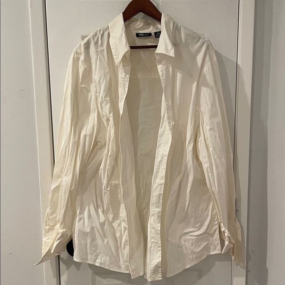 INC International Concepts Cream Stretch Blouse - Picture 1 of 4